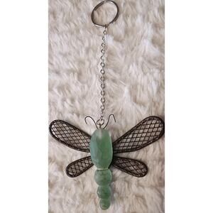 Large Glass Dragonfly Keychain Bag Purse Charm Backpack Keychain Rear view